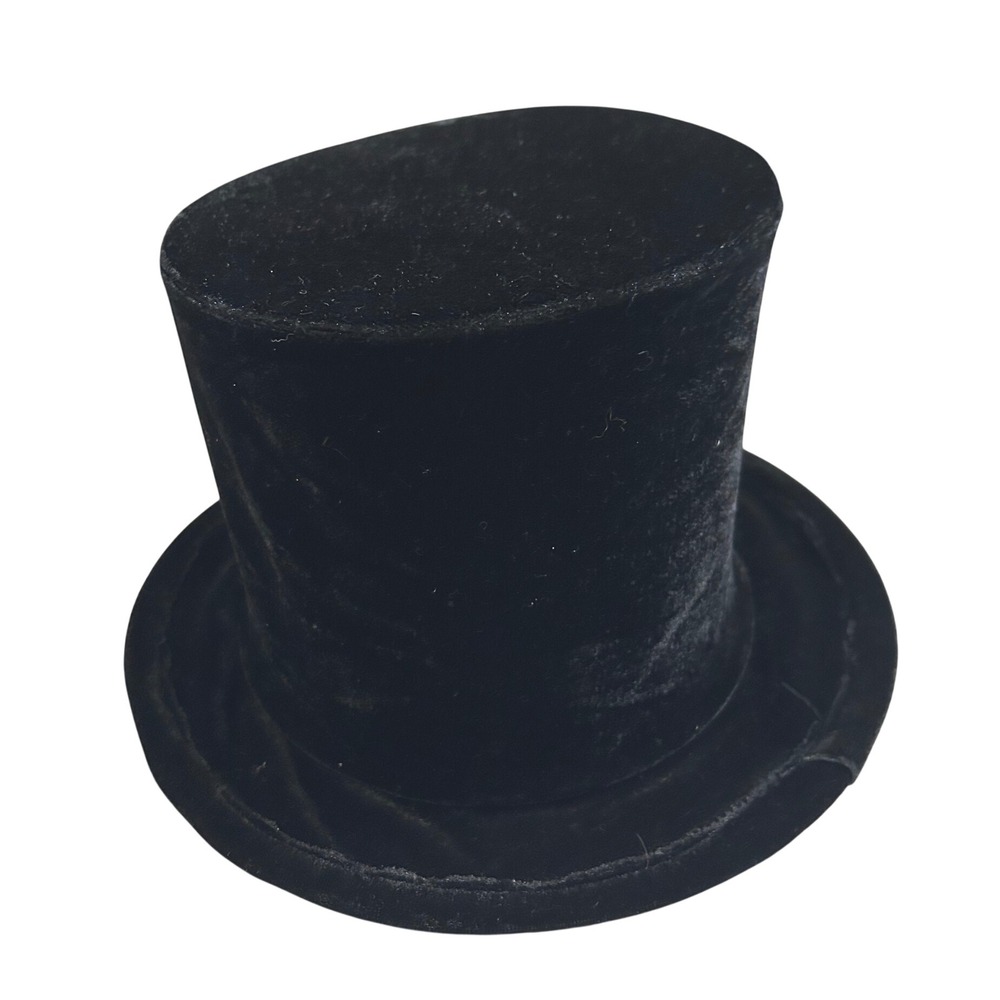 Poof-Slinky Top Hat Black Velvet Costume Halloween Magician Hat